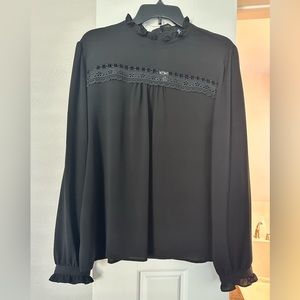 CECE ruffle neck blouse with key hole back. Size XL